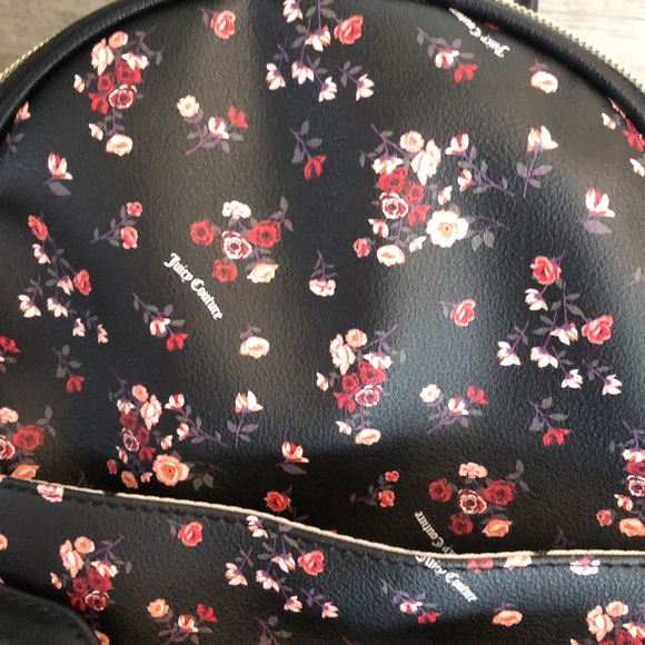 Juicy Couture Ditsy Rose Black Pretty Bow Faux Leather Backpack NWT - Picture 16 of 16